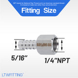 LTWFITTING Bar Production Stainless Steel 316 Barb Fitting Coupler 5/16 Inch Hose ID x 1/4 Inch Female NPT Air Fuel Water (Pack of 600)