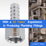 LTWFITTING Bar Production Stainless Steel 316 Barb Fitting Coupler 5/16 Inch Hose ID x 1/4 Inch Female NPT Air Fuel Water (Pack of 600)