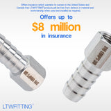 LTWFITTING Bar Production Stainless Steel 316 Barb Fitting Coupler 3/8 Inch Hose ID x 1/8 Inch Female NPT Air Fuel Water (Pack of 25)