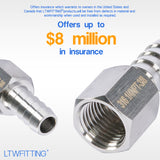 LTWFITTING Bar Production Stainless Steel 316 Barb Fitting Coupler 3/8 Inch Hose ID x 1/4 Inch Female NPT Air Fuel Water (Pack of 5)