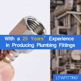 LTWFITTING Bar Production Stainless Steel 316 Barb Fitting Coupler 3/8 Inch Hose ID x 1/4 Inch Female NPT Air Fuel Water (Pack of 25)