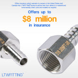 LTWFITTING Bar Production Stainless Steel 316 Barb Fitting Coupler 3/8 Inch Hose ID x 3/8 Inch Female NPT Air Fuel Water (Pack of 500)