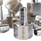 LTWFITTING Bar Production Stainless Steel 316 Barb Fitting Coupler 3/8 Inch Hose ID x 1/2 Inch Female NPT Air Fuel Water (Pack of 300)