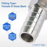 LTWFITTING Bar Production Stainless Steel 316 Barb Fitting Coupler 1/2 Inch Hose ID x 1/4 Inch Female NPT Air Fuel Water (Pack of 25)