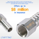 LTWFITTING Bar Production Stainless Steel 316 Barb Fitting Coupler 1/2 Inch Hose ID x 1/4 Inch Female NPT Air Fuel Water (Pack of 5)