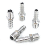 LTWFITTING Bar Production Stainless Steel 316 Barb Fitting Coupler/Connector 1/4 Inch Hose ID x 1/8 Inch Male NPT Air Fuel Water(Pack of 5)