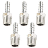 LTWFITTING Bar Production Stainless Steel 316 Barb Fitting Coupler/Connector 1/4 Inch Hose ID x 1/4 Inch Male NPT Air Fuel Water(Pack of 5)