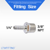 LTWFITTING Bar Production Stainless Steel 316 Barb Fitting Coupler/Connector 1/4 Inch Hose ID x 3/8 Inch Male NPT Air Fuel Water(Pack of 600)