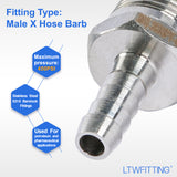 LTWFITTING Bar Production Stainless Steel 316 Barb Fitting Coupler/Connector 1/4 Inch Hose ID x 3/8 Inch Male NPT Air Fuel Water(Pack of 5)