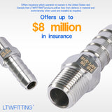 LTWFITTING Bar Production Stainless Steel 316 Barb Fitting Coupler/Connector 5/16 Inch Hose ID x 1/8 Inch Male NPT Air Fuel Water (Pack of 5)