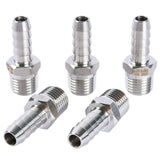 LTWFITTING Bar Production Stainless Steel 316 Barb Fitting Coupler / Connector 5/16 Inch Hose ID x 1/4 Inch Male NPT Air Fuel Water (Pack of 5)