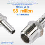 LTWFITTING Bar Production Stainless Steel 316 Barb Fitting Coupler/Connector 5/16 Inch Hose ID x 1/4 Inch Male NPT Air Fuel Water (Pack of 25)