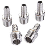 LTWFITTING Bar Production Stainless Steel 316 Barb Fitting Coupler/Connector 3/8 Inch Hose ID x 3/8 Inch Male NPT Air Fuel Water (Pack of 5)