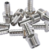 LTWFITTING Bar Production Stainless Steel 316 Barb Fitting Coupler/Connector 3/8 Inch Hose ID x 3/8 Inch Male NPT Air Fuel Water (Pack of 25)