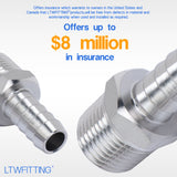 LTWFITTING Bar Production Stainless Steel 316 Barb Fitting Coupler/Connector 3/8 Inch Hose ID x 3/8 Inch Male NPT Air Fuel Water (Pack of 500)