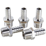 LTWFITTING Bar Production Stainless Steel 316 Barb Fitting Coupler/Connector 1/2 Inch Hose ID x 1/2 Inch Male NPT Air Fuel Water (Pack of 5)