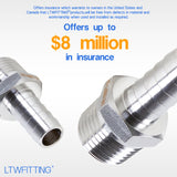 LTWFITTING Bar Production Stainless Steel 316 Barb Fitting Coupler/Connector 1/2 Inch Hose ID x 1/2 Inch Male NPT Air Fuel Water (Pack of 300)