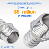 LTWFITTING Stainless Steel 316 Barb Fitting Coupler/Connector 3/4 Inch Hose ID x 3/4 Inch Male NPT Gas(Pack of 5)