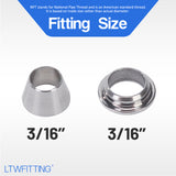 LTWFITTING 3/16-Inch Stainless Steel 316 Compression Sleeves Ferrels, STAINLESS STEEL 316 COMPRESSION FITTING (Pack of 1000)