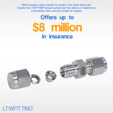 LTWFITTING 3/16-Inch OD Compression Union,Stainless Steel 316 Compression Fitting (Pack of 20)
