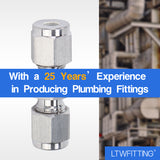 LTWFITTING 3/16-Inch OD Compression Union,Stainless Steel 316 Compression Fitting (Pack of 20)