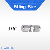 LTWFITTING 1/4-Inch OD Compression Union,Stainless Steel 316 Compression Fitting (Pack of 200)