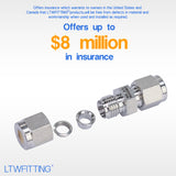 LTWFITTING 1/4-Inch OD Compression Union,Stainless Steel 316 Compression Fitting (Pack of 200)