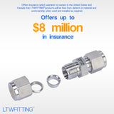 LTWFITTING 3/8-Inch OD Compression Union,Stainless Steel 316 Compression Fitting (Pack of 20)
