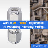 LTWFITTING 3/8-Inch OD Compression Union,Stainless Steel 316 Compression Fitting (Pack of 20)