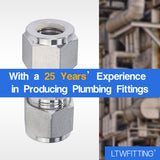 LTWFITTING 1/2-Inch OD Compression Union,Stainless Steel 316 Compression Fitting (Pack of 20)