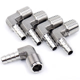 LTWFITTING 90 Degree Elbow Stainless Steel 316 Barb Fitting 1/4-Inch ID Hose x 1/4-Inch Male NPT Air(Pack of 5)