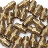 LTWFITTING Brass Pipe Hex Nipple Fitting 1/4 x 1/4 Inch Male Pipe NPT MNPT MPT Air Fuel Water(Pack of 100)