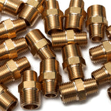 LTWFITTING Lead Free Brass Pipe Hex Reducing Nipple Fitting 3/8 Inch x 1/4 Inch Male NPT Air Fuel Water(Pack of 500)