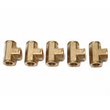 LTWFITTING Brass Pipe Fitting 1/4 Inch Female NPT Thread Tee Fuel Air(Pack of 5)