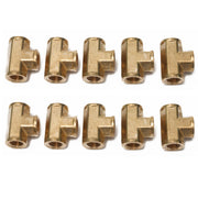 LTWFITTING Brass Pipe Fitting 1/4 Inch Female NPT Thread Tee Fuel Air(Pack of 10)