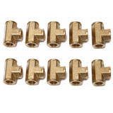 LTWFITTING Brass Pipe Fitting 1/4 Inch Female NPT Thread Tee Fuel Air(Pack of 10)