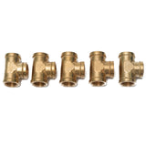 LTWFITTING Brass Pipe Fitting 3/8 Inch Female NPT Thread Tee Fuel Air(Pack of 5)