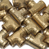 LTWFITTING Brass Pipe Fitting 3/8 Inch Female NPT Thread Tee Fuel Air(Pack of 100)