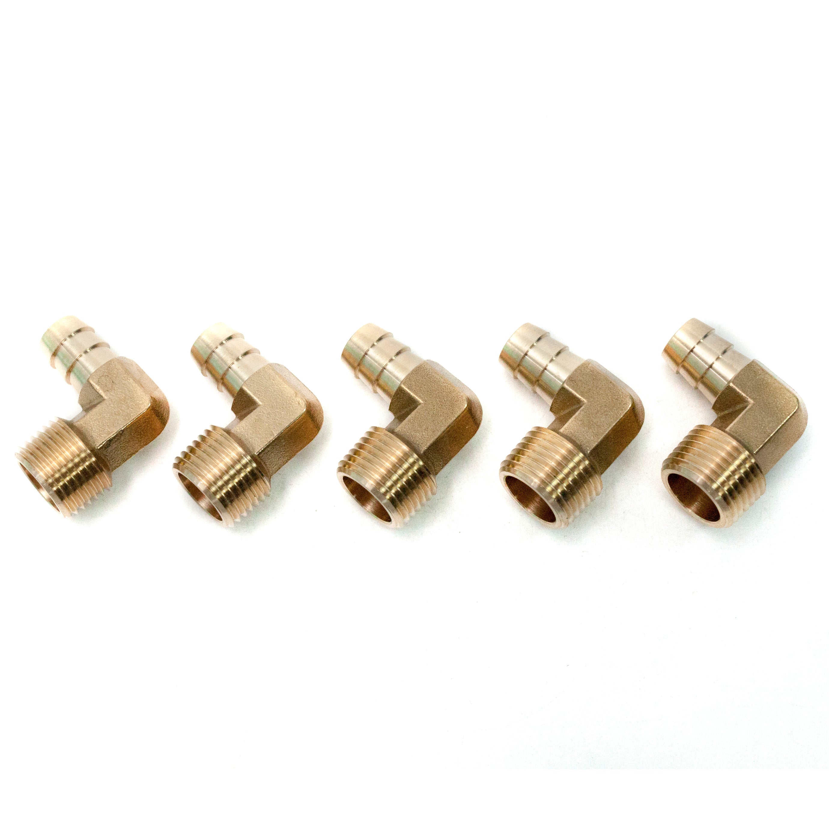 LTWFITTING 90 Degree Elbow Brass Barb Fitting 1/2 ID Hose x 1/2-Inch Male NPT Air(Pack of 5)