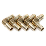 LTWFITTING LTWFITTING 90 Deg Elbow Brass Barb Fitting 3/8-Inch x3/8-Inch Hose ID Air/Water/Fuel/Oil/Inert Gases (Pack of 5)