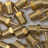 LTWFITTING Brass Fitting Coupler 1/8-Inch Hose Barb x 1/4-Inch Male NPT Fuel Gas Water(Pack of 100)