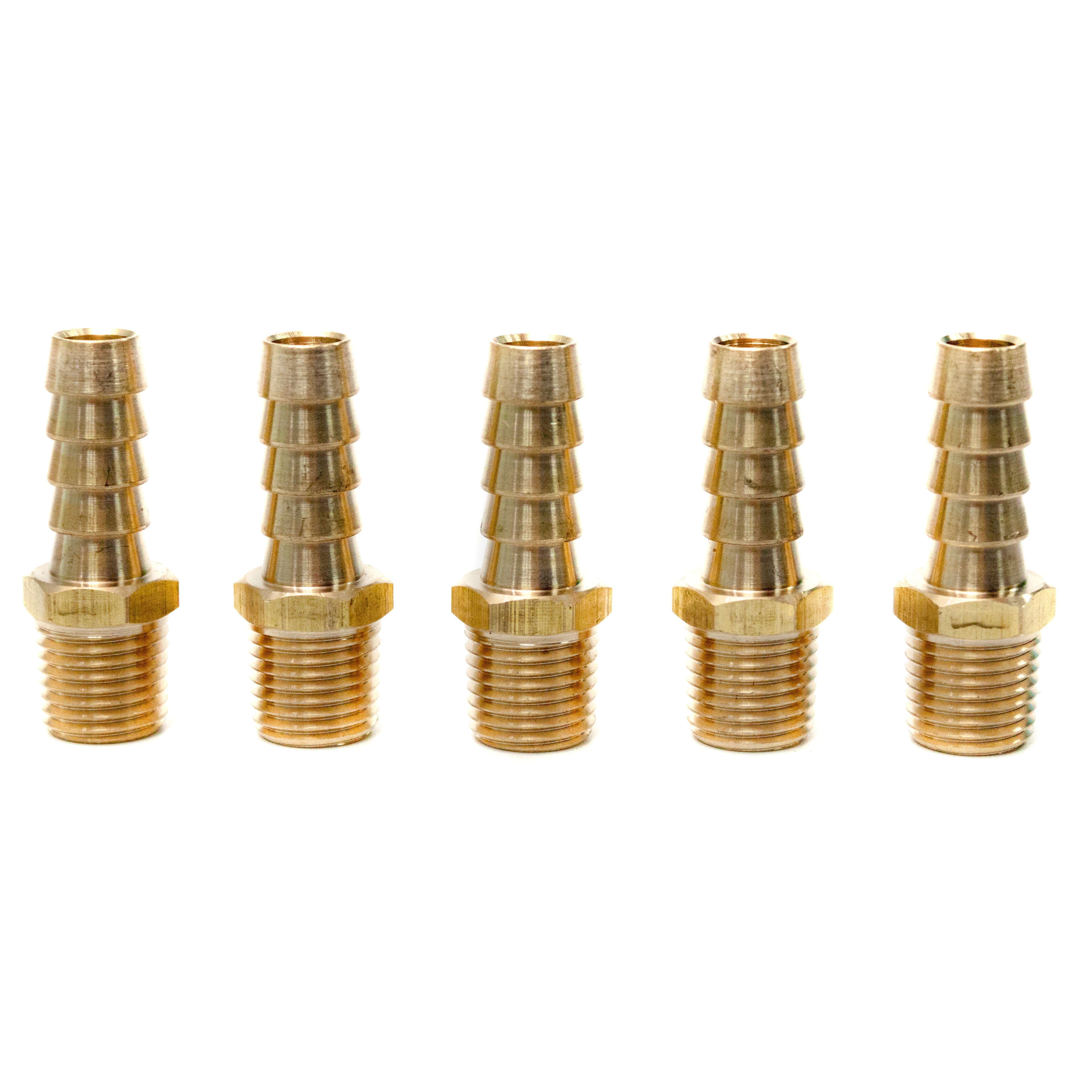 LTWFITTING 3/8-Inch Hose Barb x 1/4-Inch Male NPT Brass Coupler/Connector Fitting Fuel Gas(Pack of 5)