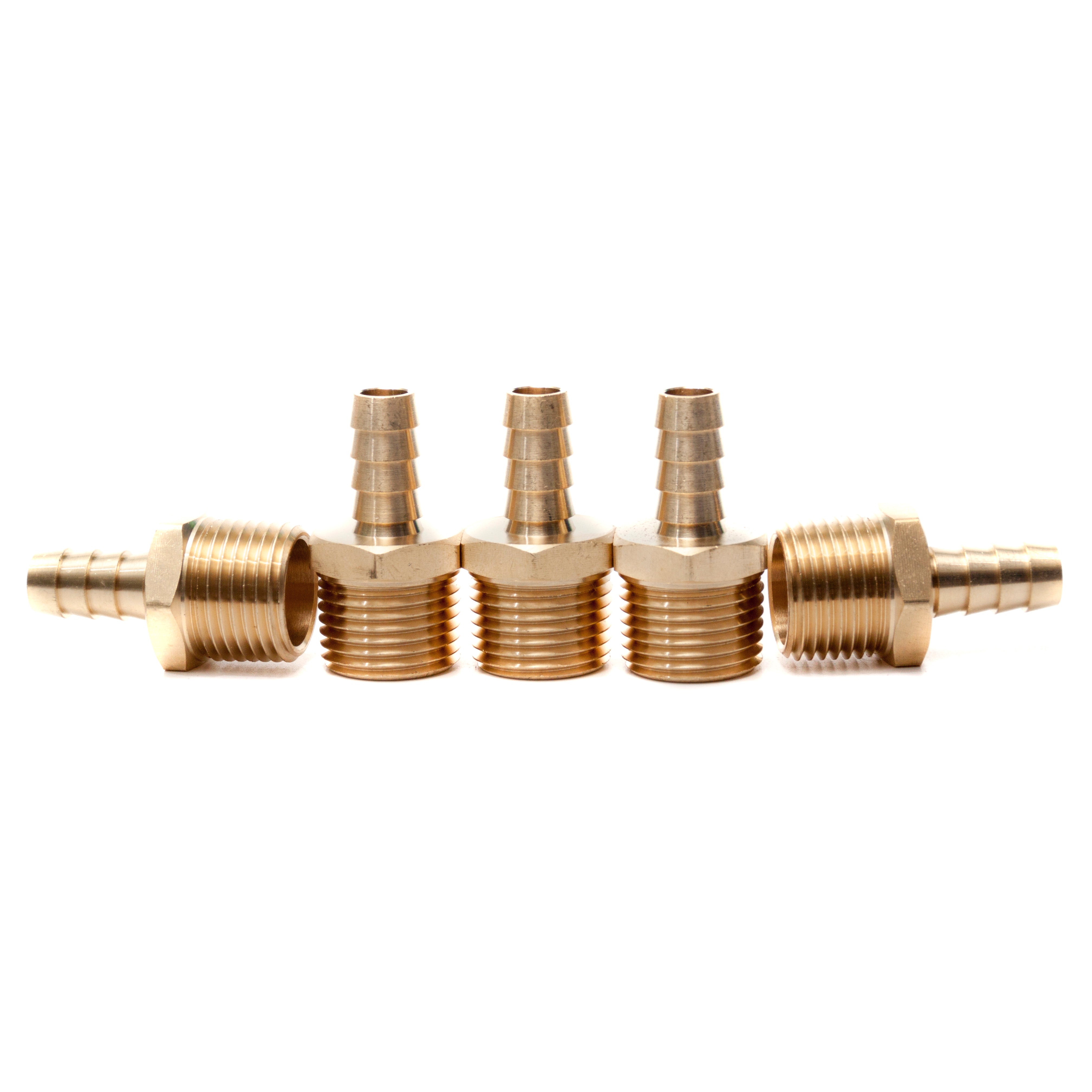 LTWFITTING Lead Free Brass Barbed Fitting Coupler/Connector 1/2 Inch Hose Barb x 1/4 Inch Male NPT Fuel Gas Water (Pack of 5)
