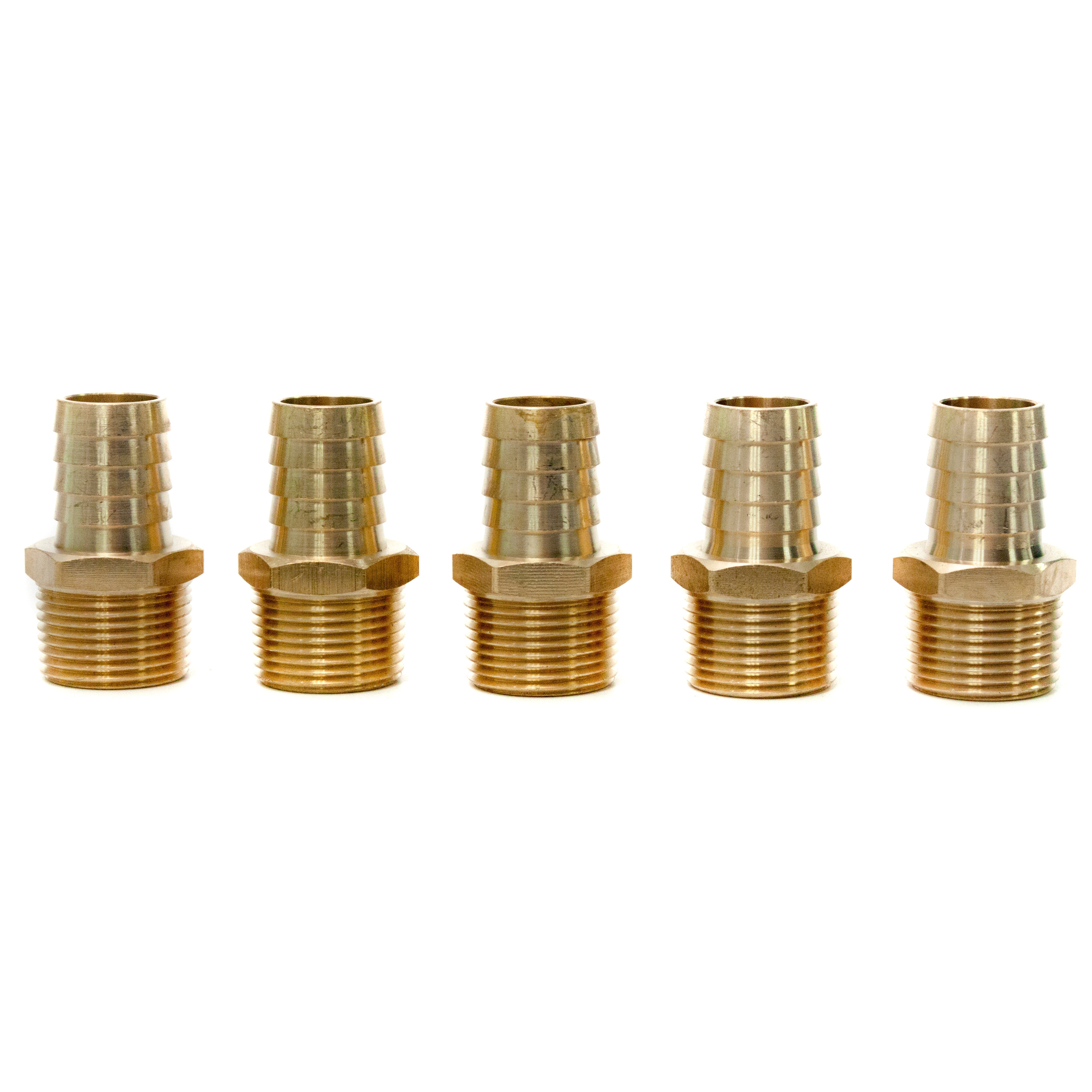 LTWFITTING Brass Barb Fitting Coupler/Connector 3/4-Inch Hose ID x 3/4-Inch Male NPT Gas(Pack of 5)