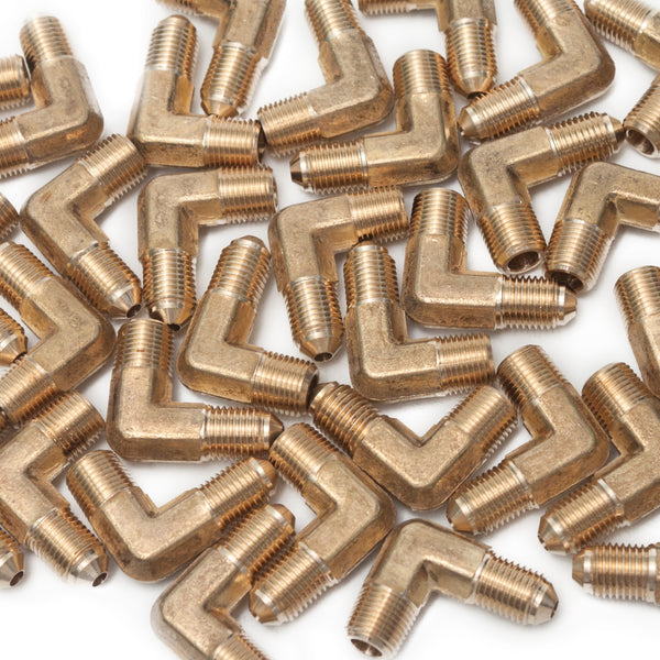 Brass 1/4" Inverted Flare X 1/4" Male NPTF 90° Elbow | Titan Fittings