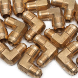 LTWFITTING Brass 1/2 Inch OD x 3/8 Inch OD 45 Degree Flare 90 Degree Union Reducing Elbow(Pack of 100)