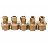 LTWFITTING Brass 3/8-Inch OD x 3/4-Inch Male NPT Compression Connector Fitting(Pack of 5)