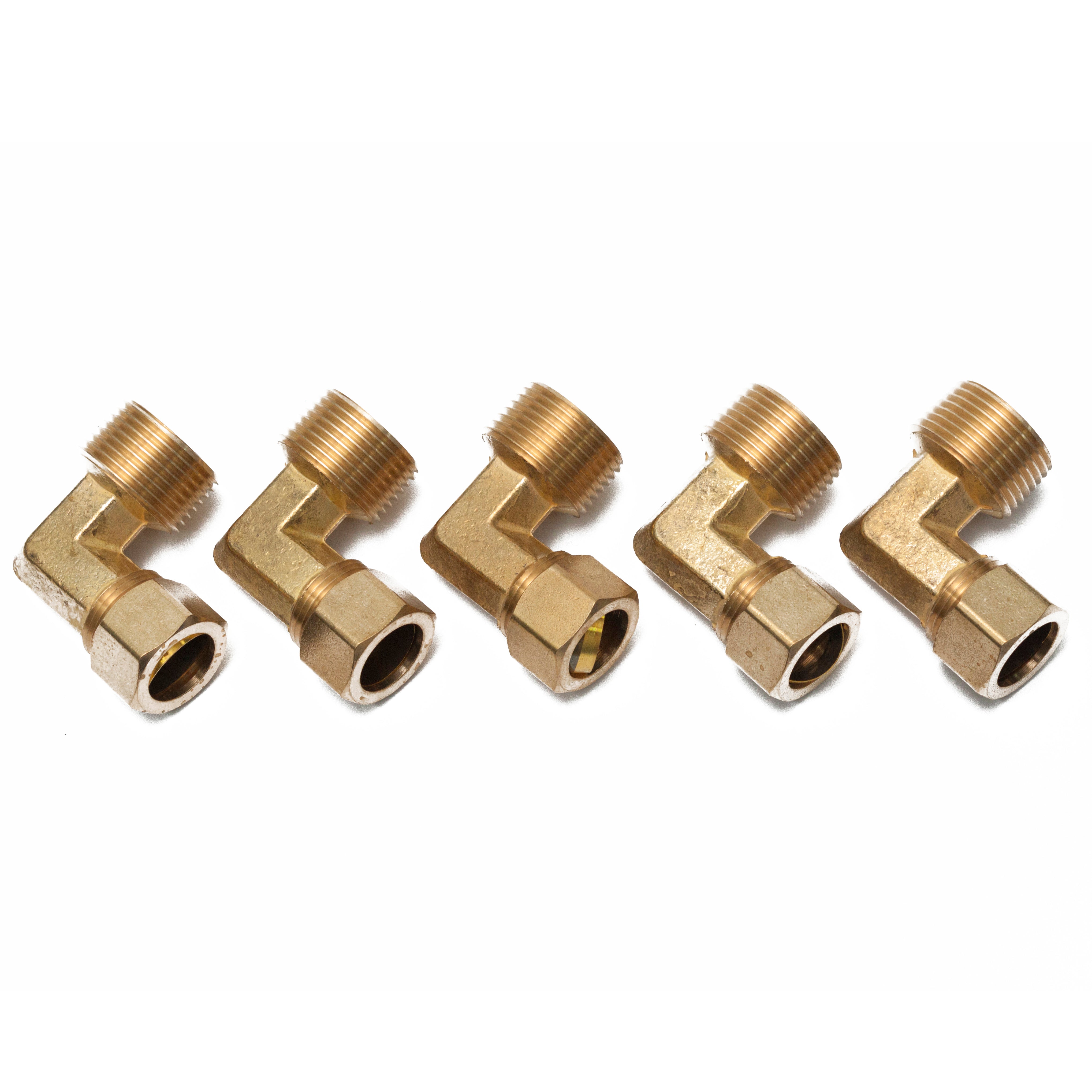 LTWFITTING 5/8-Inch OD x 3/4-Inch Male NPT 90? Compression Elbow,Brass Compression Fitting(Pack of 5)