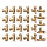 LTWFITTING Brass 1/4 Inch OD x 1/4 Inch OD x 1/8-Inch Male NPT Compression Run Tee Fitting(Pack of 25)