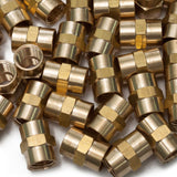 LTWFITTING Brass Pipe Fitting Coupling Coupler 1/4 x 1/4 Inch Female NPT FNPT FPT Pipe Water Boat(Pack of 50)
